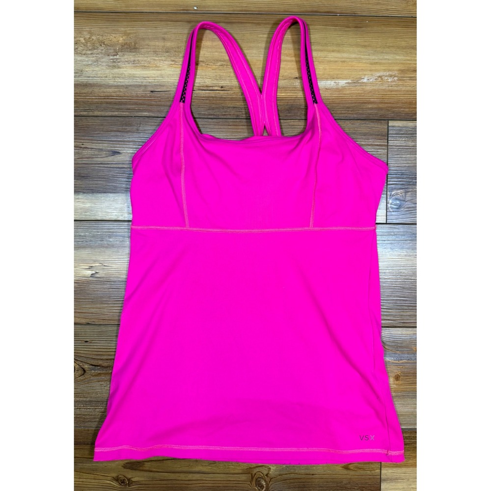VSX Victoria's Secret Sport Hot Pink Racerback Tank Top with Built-in Bra Medium
